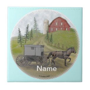 Amish Buggy Visitando azulejo