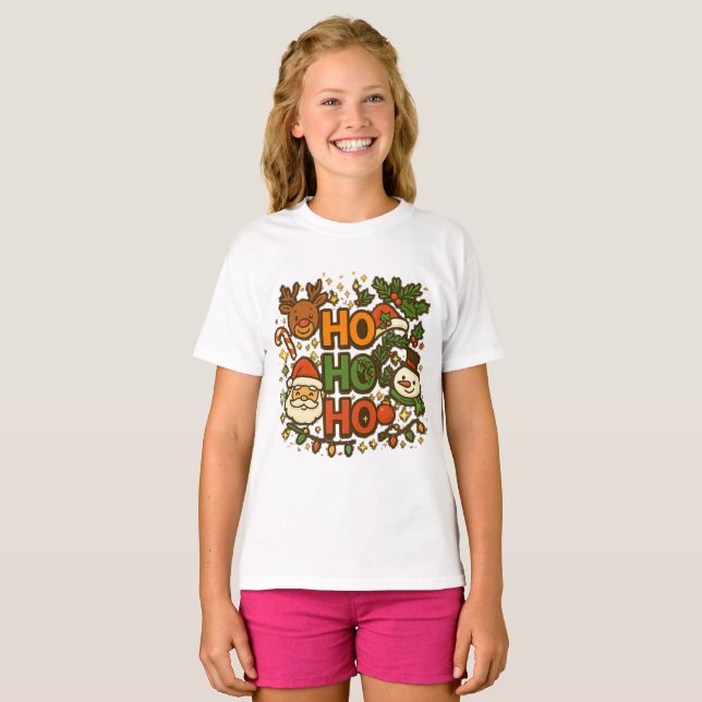 AMITA | HO HO HO Camiseta de Natal (Frente Completa)