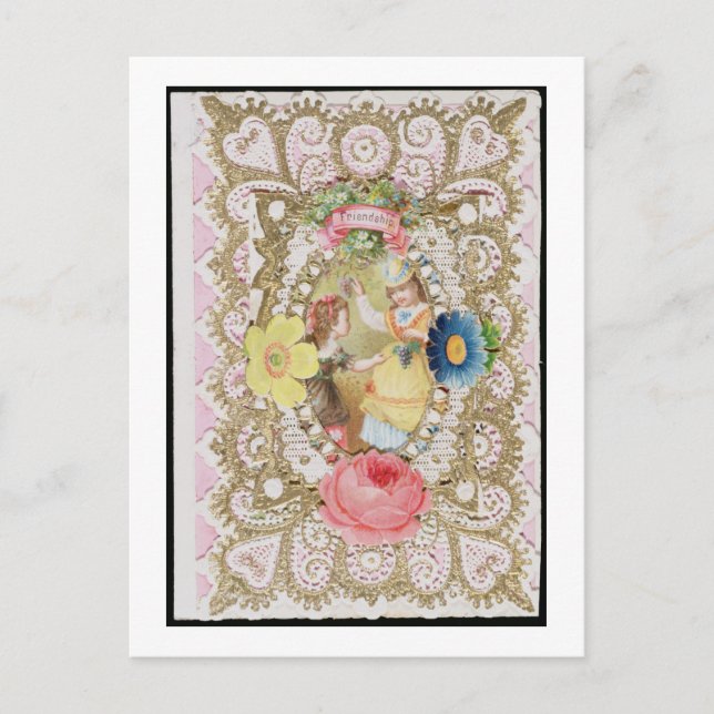 Amizade, cartão de Namorados, c.1870 (lito colorid (Frente)