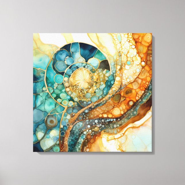 Ammonite Gem Fossil Canvas Art (Frente)