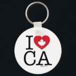 Amo CA | Eu adoro o Chaveiro personalizado do Cana<br><div class="desc">Informe a todos o quanto você ama o Canadá com este chaveiro "I Love CA" personalizável com tipografia retrô e sotaque cardíaco de folha de mapa. A maneira perfeita de mostrar seu orgulho e amor pelo Canadá. Personalize adicionando seu nome. Outros países,  Estados,  províncias e cidades estão disponíveis.</div>