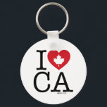 Amo CA | Eu adoro o Chaveiro personalizado do Cana<br><div class="desc">Informe a todos o quanto você ama o Canadá com este chaveiro "I Love CA" personalizável com tipografia retrô e sotaque cardíaco de folha de mapa. A maneira perfeita de mostrar seu orgulho e amor pelo Canadá. Personalize adicionando seu nome. Outros países,  Estados,  províncias e cidades estão disponíveis.</div>