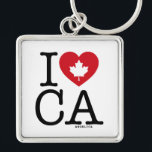 Amo CA | Eu amo o Canadá Chaveiro personalizado<br><div class="desc">Informe a todos o quanto você ama o Canadá com este chaveiro "I Love CA" personalizável com tipografia retrô e sotaque cardíaco de folha de mapa. A maneira perfeita de mostrar seu orgulho e amor pelo Canadá. Personalize adicionando seu nome. Outros países,  Estados,  províncias e cidades estão disponíveis.</div>