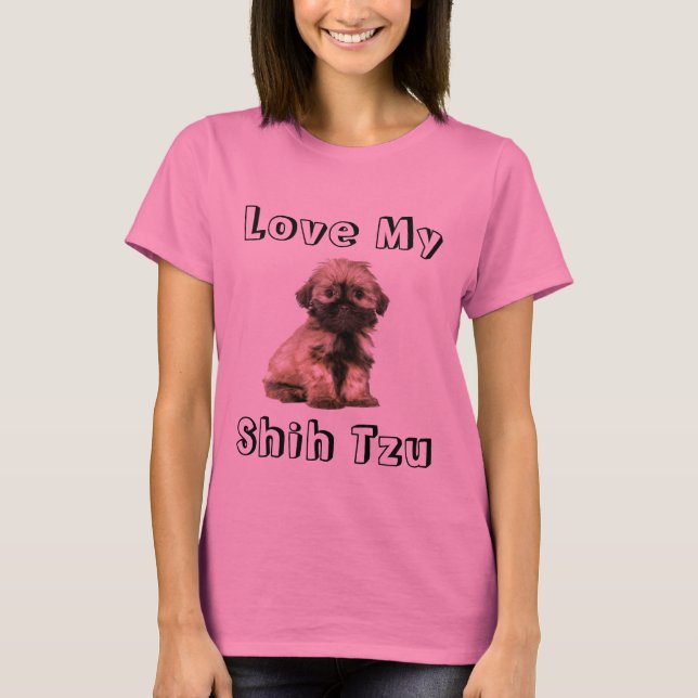 Amo Minha Camiseta De Cachorros Shih Tzu (Frente)