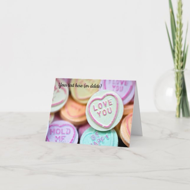 "Amo-te" Amo doces cardíacos Cartão de saudação (Frente)