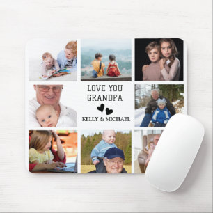 Amo-Te, Avô Mousepad de Foto de Colagem Moderna