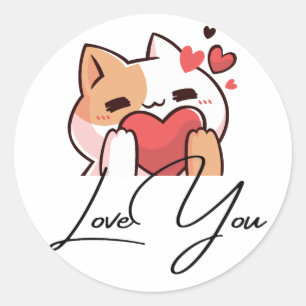 Amo-Te Kawaii Gelado De Gato, Etiqueta De Presente