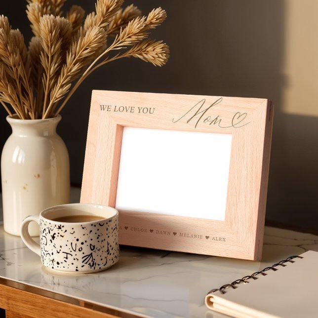 Amo-Te Mãe A Escrever Nomes De Crianças Cardíacas (We Love You Mom Script Heart Kids Names Keepsake Etched Frames)