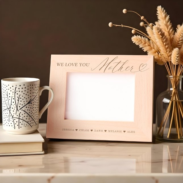 Amo-Te Mãe A Escrever Nomes De Crianças Cardíacas (We Love You Mother Script Heart Kids Names Etched Frames)