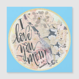Amo-Te Mãe Cartão Magnético Azul De Cores Aquática