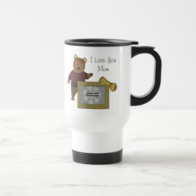 Amo-Te Mãe Urso Personalizado Caneca de viagem Fot (Direita)