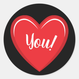 Amo-te o adesivo vermelho em preto sólido