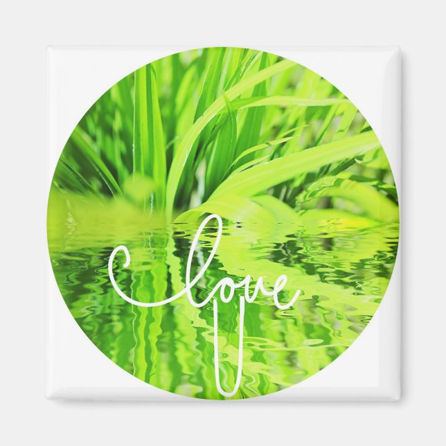 Amo você U tanto Íman de Grama Verde Feliz (Frente)