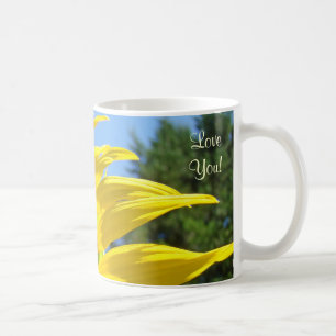 Amo Você! Xícara de Café Girassóis Amarelo Flor do