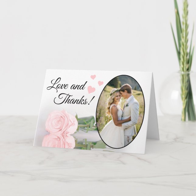 Amor & Agradecimento Elegante Rosa Bege Casamento (Frente)