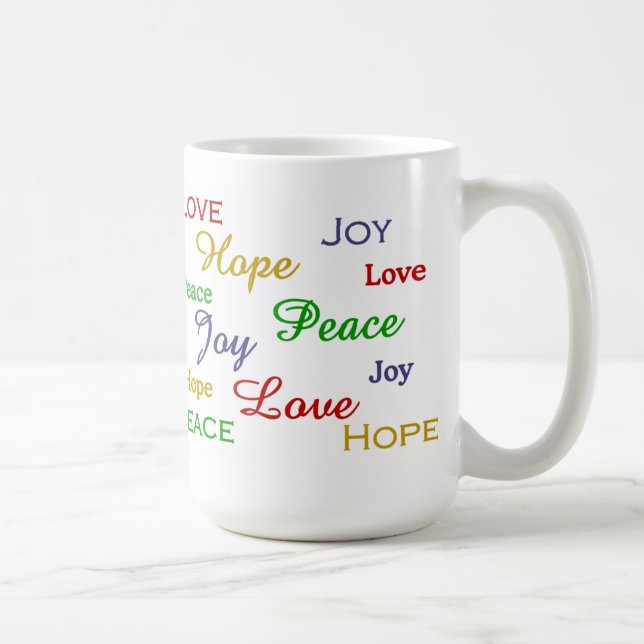 Amor, alegria, esperança, caneca da paz (Direita)