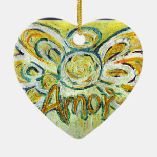 Amor Angel Word (espanhol "Amor") Ornamento de Fér