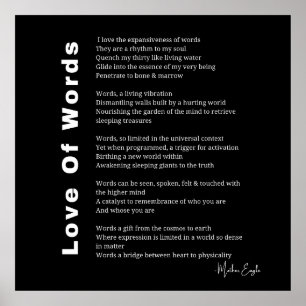 Amor às Palavras poema poesia wall art poster blac