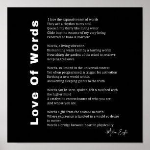 Amor às Palavras poema poesia wall art poster blac