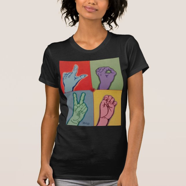 AMOR ASL para o t-shirt das mulheres (Frente)