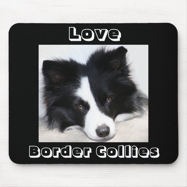 Amor Border Collies Filhote de Cachorro Mousepad (Frente)