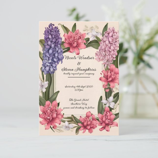 Amor Brilhante: Convite Floral Elegante (Em pé/Frente)