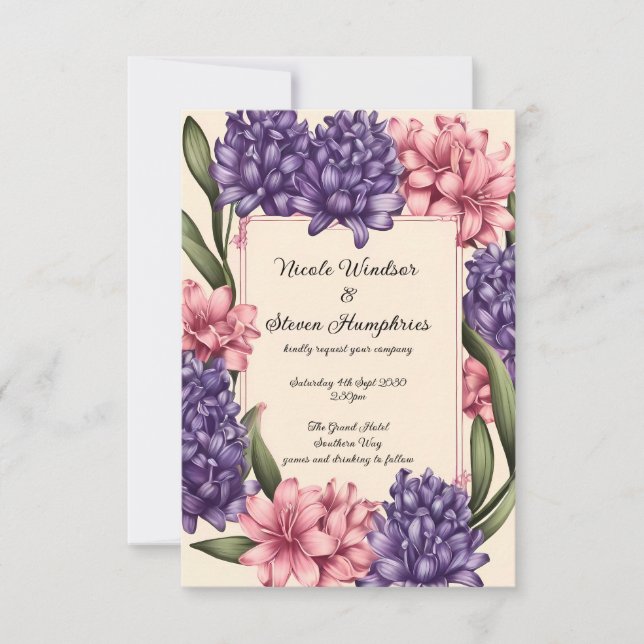 Amor Brilhante: Convite Floral Elegante (Frente)