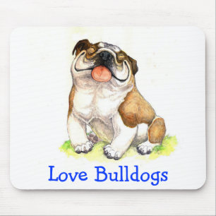 Amor Bulldogs Feliz Cartoon Bulldog Mousepad