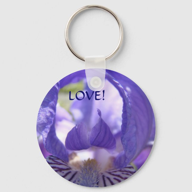 AMOR! Chaveiros de Flor em Íris Roxo da cadeia-cha (Frente)