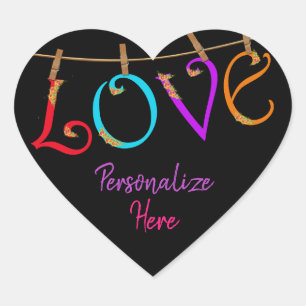 Amor colorido boêmico e bonito adesivo romântico
