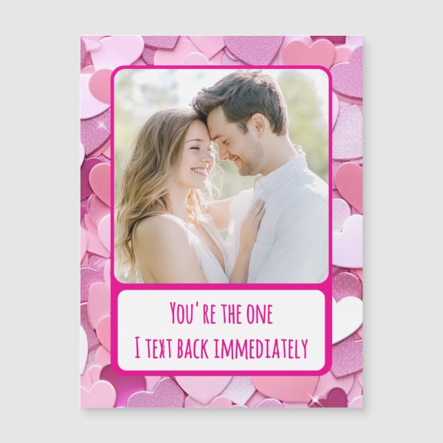 Amor Coração Confetti Texto de Trás Magnético (Frente)