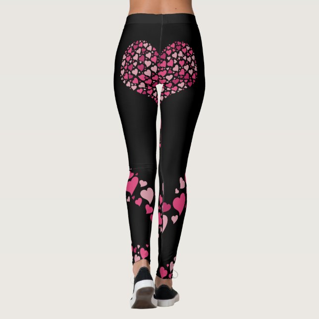 Amor Coração Coração Coração Leggings Corações Cor (Verso)