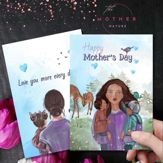 Amor da Mãe - Cartão de Dia de as mães Woodland (Mother’s Love – Woodland Mother's Day Card)