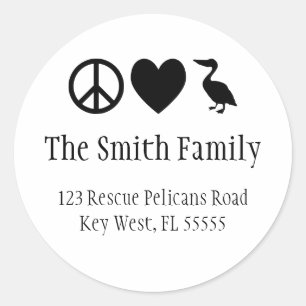 Amor da paz e etiqueta dos pelicanos