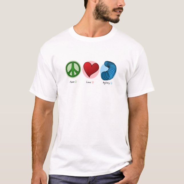 Amor da paz & t-shirt da agilidade do cão (Frente)