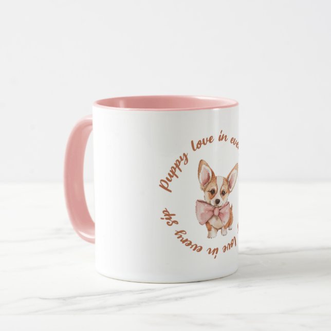 Amor de Cachorrinho em Cada Golada | Caneca para A (Frente Esquerda)