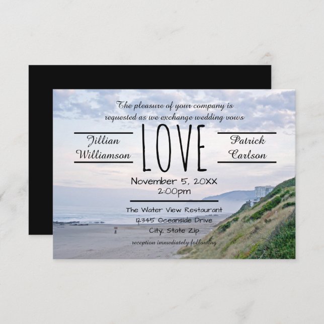 Amor de Praia/Oceano - Convite de Casamento 3x5 (Frente/Verso)