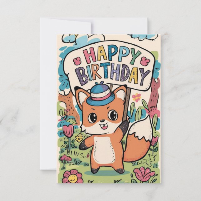 Amor Deseja Cartão de Aniversário Fox Fox (Frente)