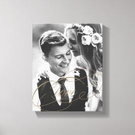 AMOR Dourada Canvas de fotos com presentes na sobr