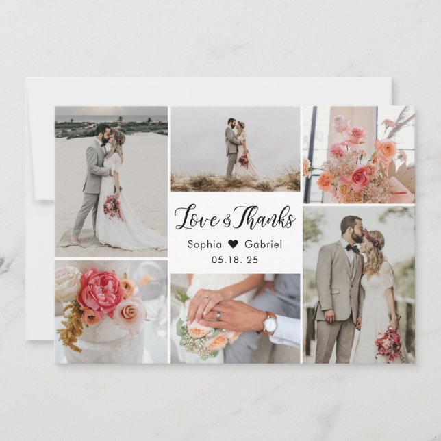 Amor e Agradecimento 6 Colagem de Fotos Casamento  (Frente)