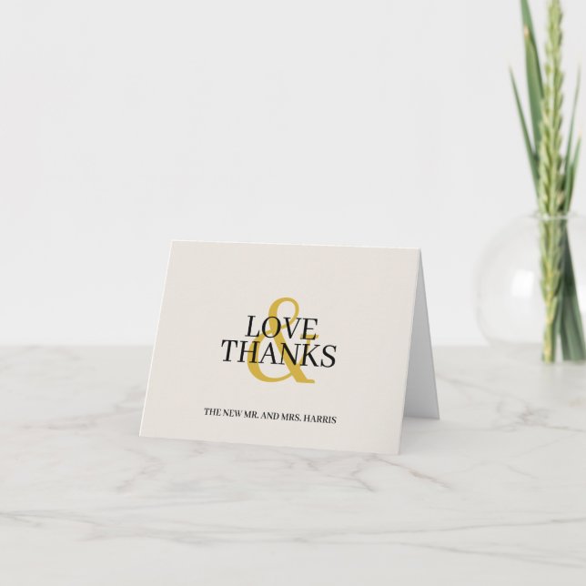 Amor e Agradecimento Dourado Preto Ecru Casamento  (Frente)
