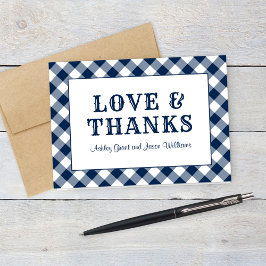 Amor e Agradecimento Marinha Gingham Churrasco Cas