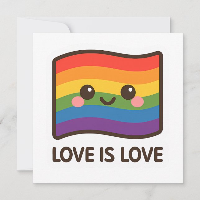 Amor é Amor - Design do Arco-Íris Kawaii (Frente)