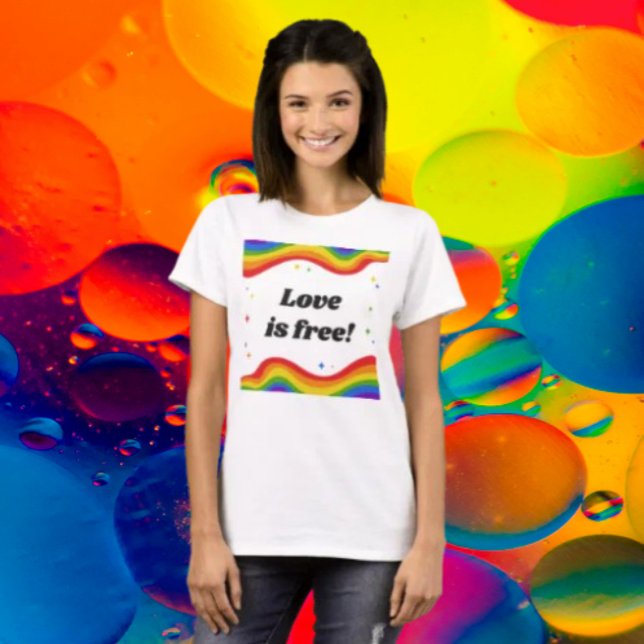 Amor é Livre: Camiseta Arco-íris do Orgulho (Criador carregado)
