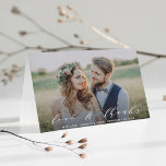 Amor e Obrigados | Obrigado Cartão com fotos De Ca<br><div class="desc">Casamento de Caligrafia Moderna Chic e Elegante Obrigado Cartão com fotos. Para personalização mais avançada deste design,  clique no botão "Personalizar".</div>