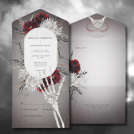 Amor e Ossos Estranhos Casamento Floral Vermelho S