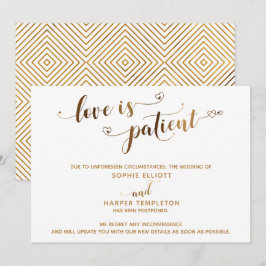 Amor é Paciente Cartão de Script Dourado de Casame