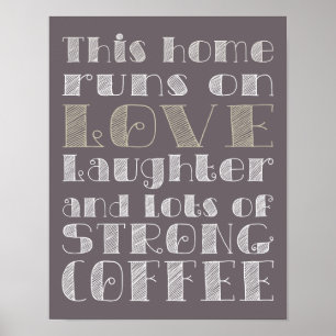 Amor e poster forte do café
