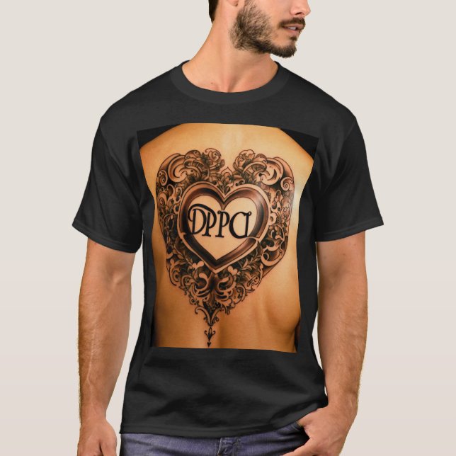 Amor e Tinta: Camisetas de tatuagem cardíaca para  (Frente)