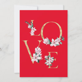 Amor em letra dourada com flores de magnólia